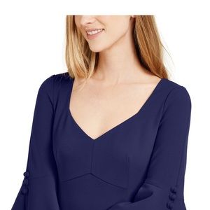 Calvin Kline Navy Sheath Dress Bell Sleeves